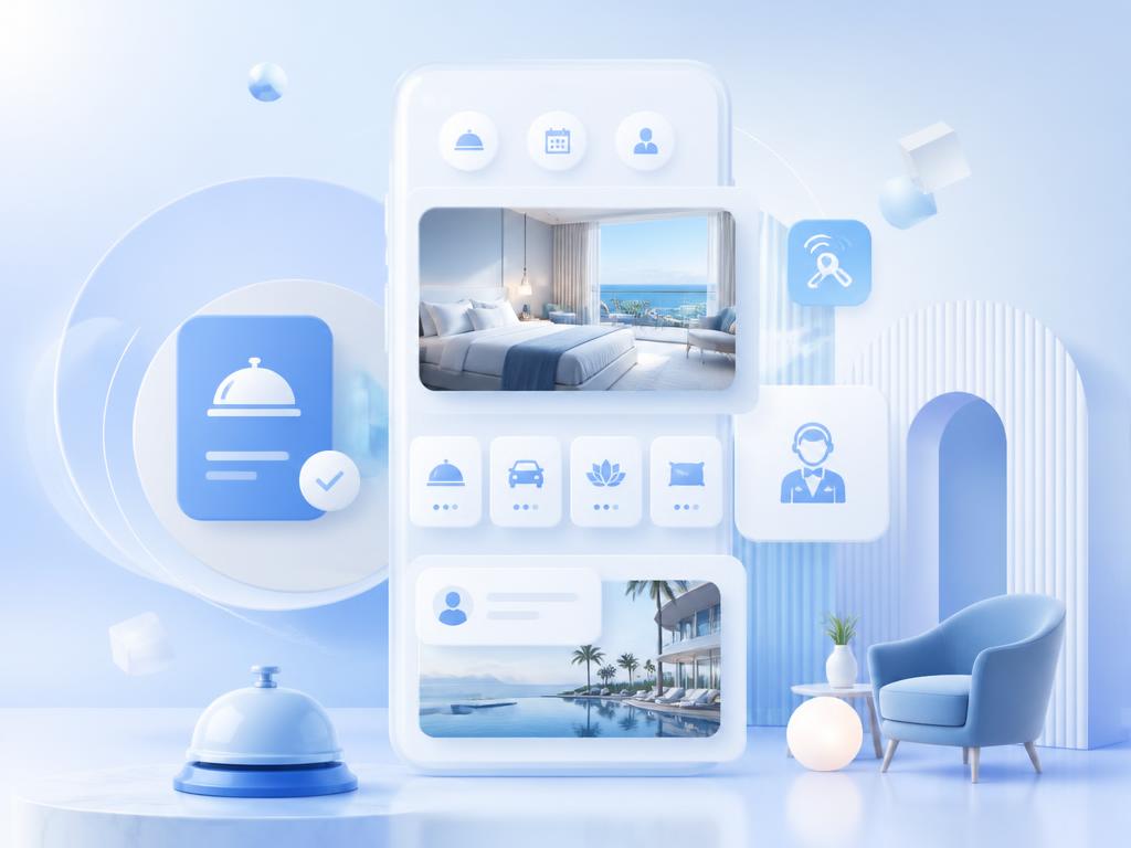 Hospitality technology platform showing guest services and property management
