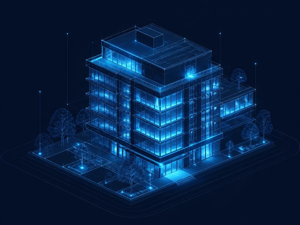 Smart building architectural wireframe for real estate technology