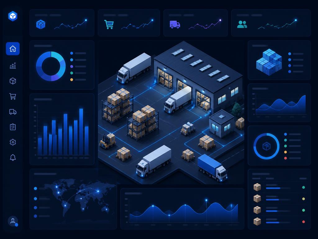 Retail logistics dashboard with warehouse and inventory visualization